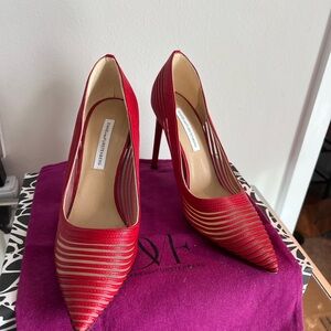 Diane Von Furstenberg Striped Red Heels